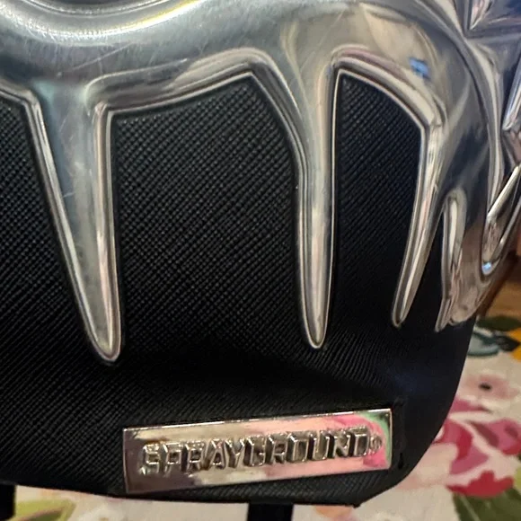 Sprayground limited edition Black Backpack with Silver Shark Design
